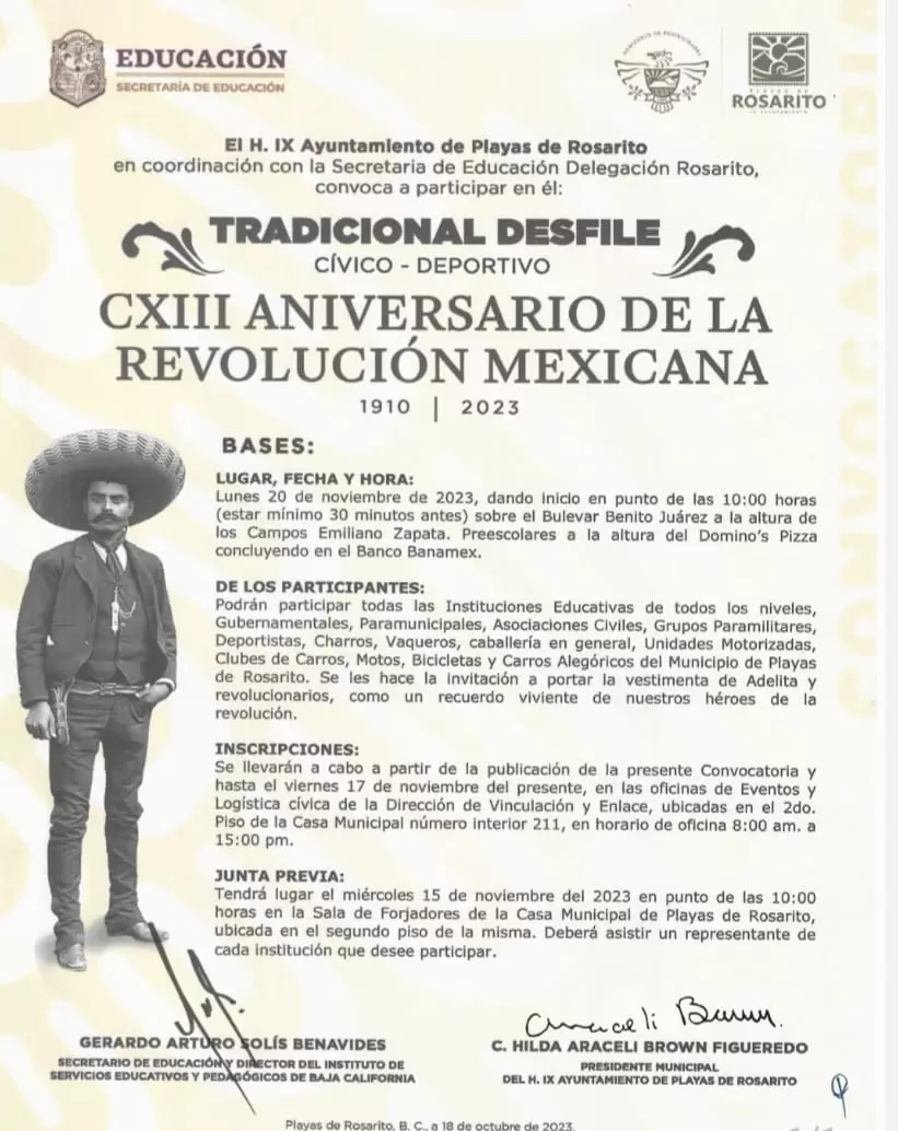 Invitan a participar en el desfile de la Revolucin Mexicana