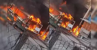 Incendio de cami�n de personal en El Florido