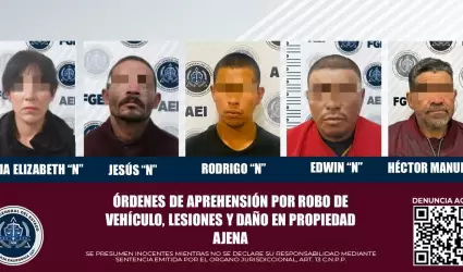 Capturan a cinco imputados con orden de aprehensin por robo de vehculo