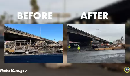 Retiran escombros peligrosos en autopista 10 de Los ngeles