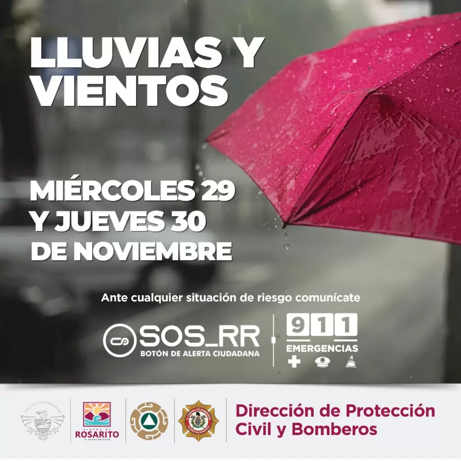 Pronstico de lluvias para esta tarde y maana jueves 30 de noviembre