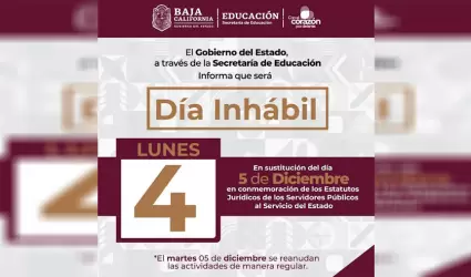 Confirma Secretar�a de Educaci�n d�a inh�bil para educaci�n b�sica