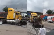 VIDEO: Tráiler se impacta contra varios vehículos en caseta