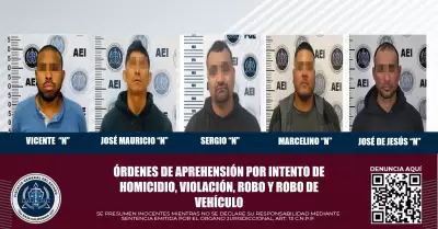 5 rdenes de aprehensin a prfugos de la justicia