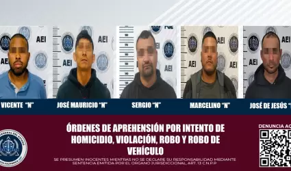 5 �rdenes de aprehensi�n a pr�fugos de la justicia
