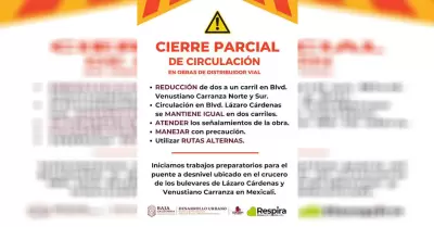 Anuncia SIDURT cierres parciales de circulaci�n en el bulevar Venustiano Carranz