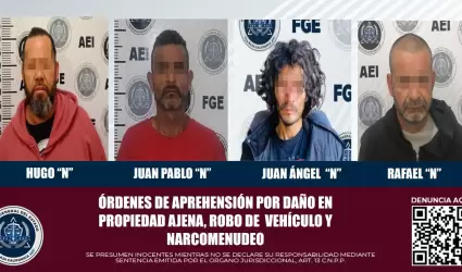 Detienen a cuatro prfugos de la justicia