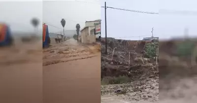 Agua devora carril en subida a Maneadero parte alta