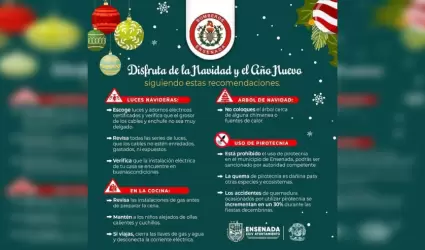 Reitera Gobierno de Ensenada medidas preventivas por nochebuena