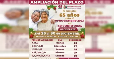 Se ampl�a el plazo de registro a la pensi�n para adultos mayores del 26 al 30 de