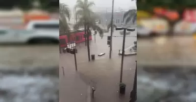 Estacin del trolley en Downtown inundado