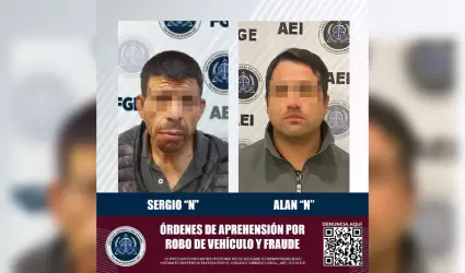 Detenidos por robo de vehculo y fraude