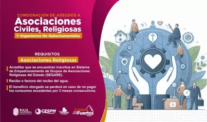 Condona CESPM deudas a Asociaciones Civiles, ONG y Asociaciones Religiosas