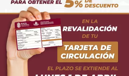 Descuento en tarjeta de circulacin