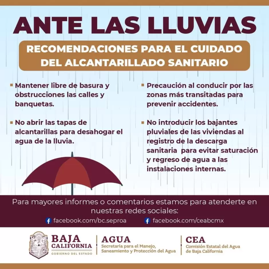 Recomendaciones ante pronstico de lluvias