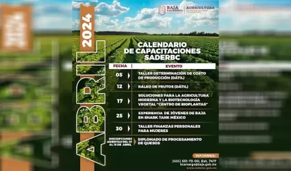 Presenta SADERBC capacitaciones para el sector agropecuario a realizarse durante