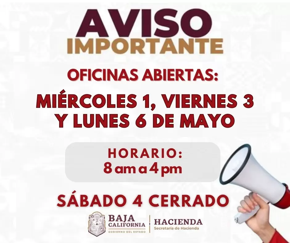 Permanecern abiertas oficinas de Repuve el prximo viernes 3 y lunes 6 de mayo