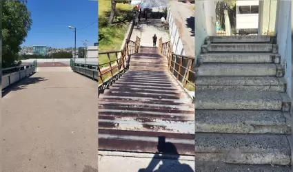 Denuncian deterioro de puente peatonal de Plaza Ro