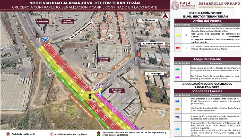 Nueva circulacin en Nodo Vial Alamar-Tern a partir del prximo lunes en Tijuana