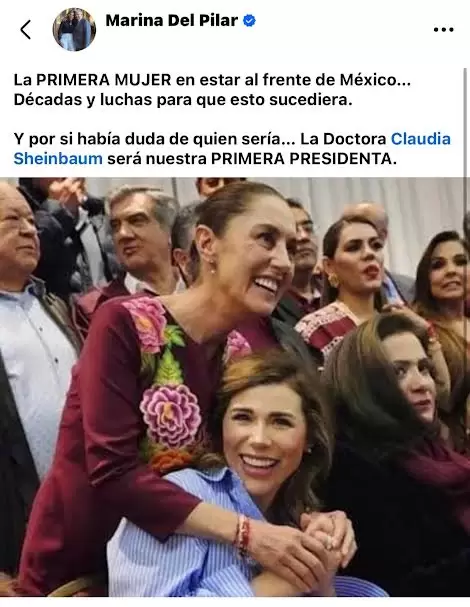 Felicita gobernadora Marina del Pilar a Claudia Sheinbaum, primera presidenta de Mxico