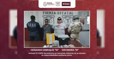 Detienen FESC y SEDENA a dos presuntos narcomenudistas en el Valle de Mexicali