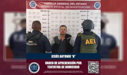 Aprehenden a sujeto acusado de tentativa de homicidio