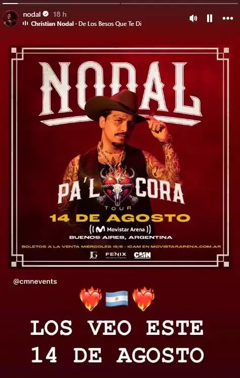 Concierto de Christian Nodal en Argentina