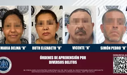 FGE captura a cuatro personas por los delitos de homicidio, fraude, abuso sexual