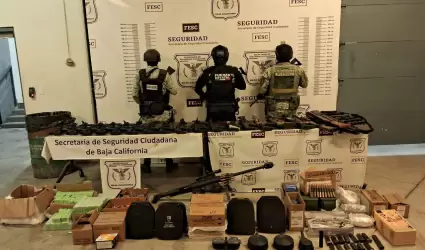 Aseguran armas y municiones en Tijuana