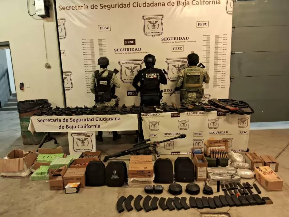 Aseguran armas y municiones en Tijuana