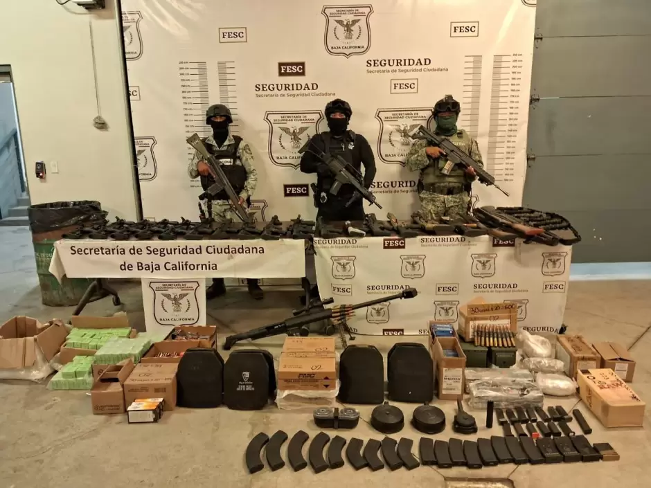 Aseguran armas y municiones en Tijuana