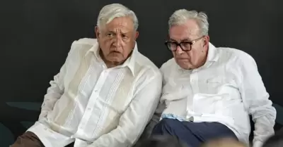 El presidente Andrs Manuel Lpez Obrador y Rubn Rocha Moya, gobernador de Sina