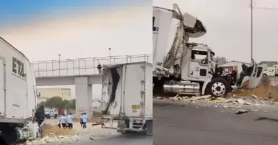 Choque entre camiones sobre Corredor 2000