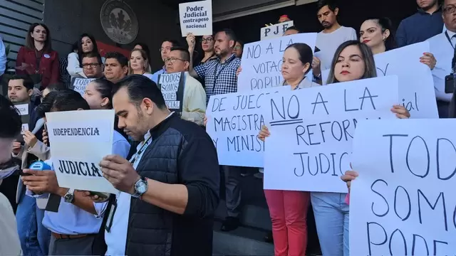 Trabajadores se manifiestan contra reforma al poder judicial en BC