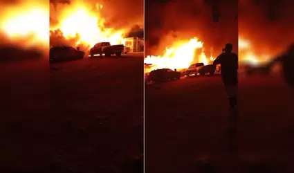 Incendio en taller mecnico en la colonia Aeropuerto es controlado por Bomberos