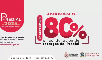 Descuento de recargos de predial es de 80%