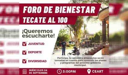 Invita Romn Cota a foro de bienestar Tecate al 100!