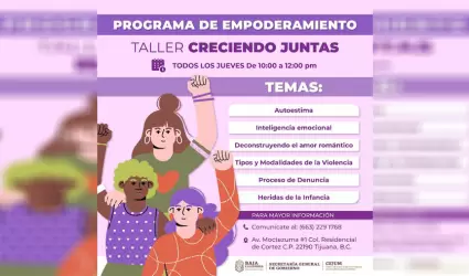 Invita CEJUM a mujeres a participar en talleres de empoderamiento gratuitos