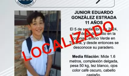 Localizan a Junior Eduardo Gonzlez Estrada, de 11 aos