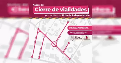 Avisa Gobierno del Estado cierre de vialidades por festejos patrios en el centro