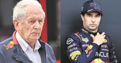 Helmut Marko y Checo Prez