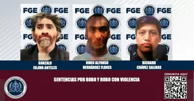 Obtiene FGE tres sentencias contra responsables de robo con violencia y robo a c