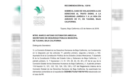 CEDHBC emite recomendacin a polica de Tijuana por cada y muerte de detenida d