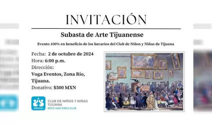 Realizarn subasta de arte en beneficio del club de nios y nias de Tijuana