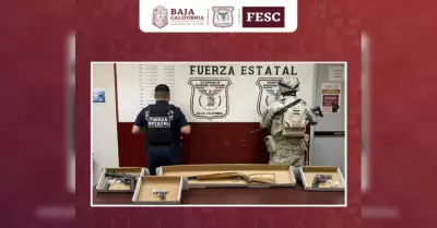 Costal con armas de fuego en el Valle de Mexicali