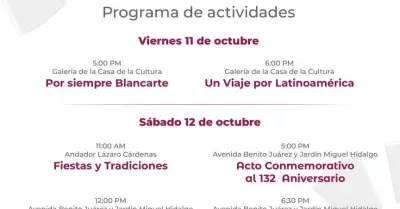 Programa de actividades del 132 aniversario de la ciudad