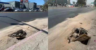 Alcantarilla destapada en bulevar Las Amricas