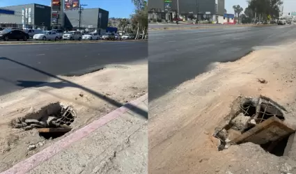 Alcantarilla destapada en bulevar Las Amricas