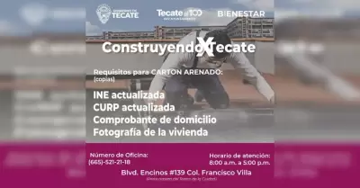 Convoca Bienestar Municipal de Tecate a convocatoria para recibir apoyos de cart