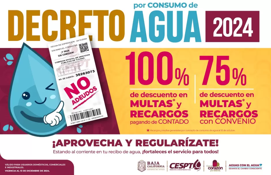 Decreto de condonacin de recargos por consumo de agua